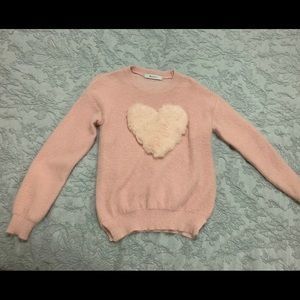 Super cute and soft light baby pink heart sweater